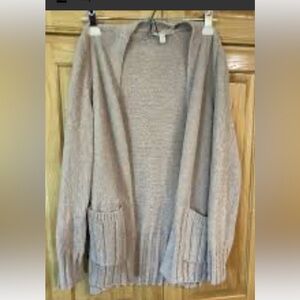 Seven7 xxl Women's Beige Open Front Cardigan Sweater